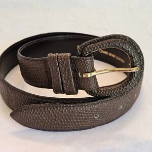 Talbots Brown Lizard Grain Leather Belt M Vintage Style 9732 Leather Buckle
